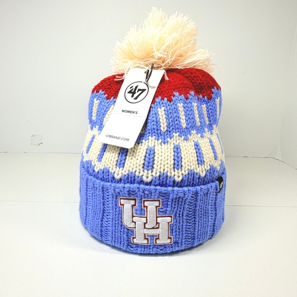 University of Houston Cougars 47 Brand Beanie Womens OS Periwinkle Blue Pom Hat